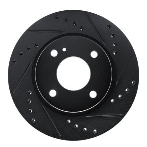 Ford Fiesta Brake Rotor (1) - Front Right - R1 Concepts - Drilled & Slotted - Black - `11-`19